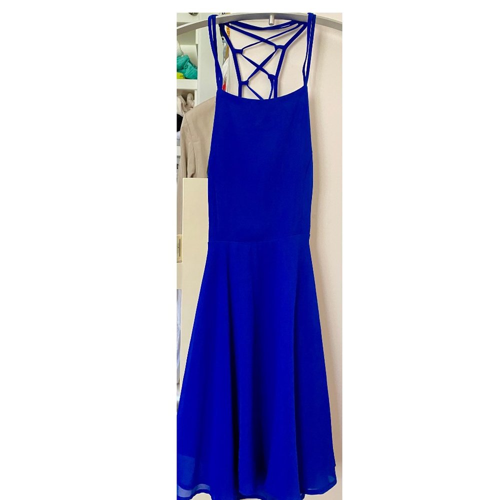 Royal Blue XS Lulu's Skater Dress with Strappy criss cross back